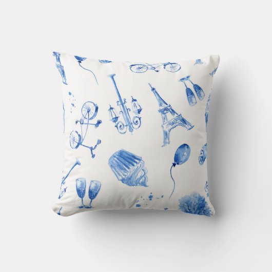 Blue Eiffel Tower Paris Kissen (Vorderseite)
