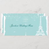 Blue Eiffel Tower Wedding Menus Menükarte (Vorne/Hinten)