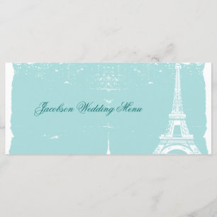 Blue Eiffel Tower Wedding Menus Menükarte