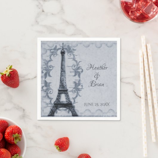 Blue Eiffel Tower Wedpaper Napkins Serviette (Beispiel)