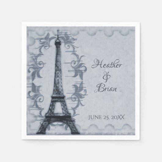 Blue Eiffel Tower Wedpaper Napkins Serviette (Vorderseite)