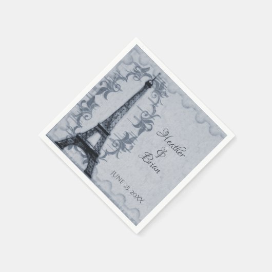 Blue Eiffel Tower Wedpaper Napkins Serviette (Ecke)