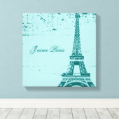Blue Eiffel Tower Wrapped Canvas Art Leinwanddruck (Insitu (Holzboden))
