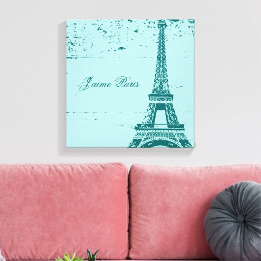 Blue Eiffel Tower Wrapped Canvas Art Leinwanddruck (Insitu (Wohnzimmer))