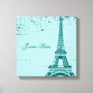 Blue Eiffel Tower Wrapped Canvas Art Leinwanddruck