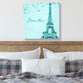 Blue Eiffel Tower Wrapped Canvas Art Leinwanddruck (Insitu (Schlafzimmer))