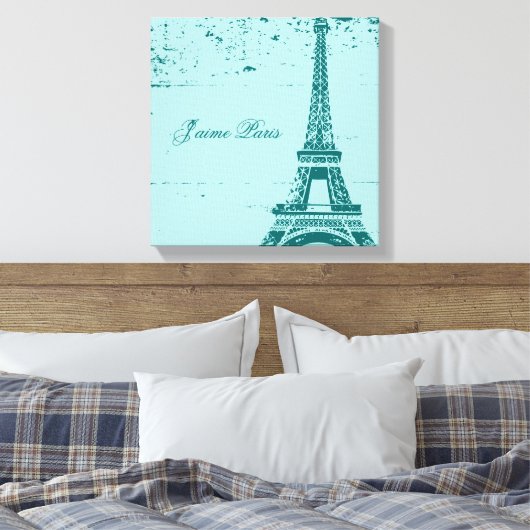 Blue Eiffel Tower Wrapped Canvas Art Leinwanddruck (Insitu (Schlafzimmer))