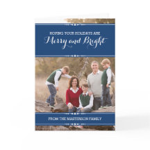 Blue Einfach Chic Holiday Foto Card