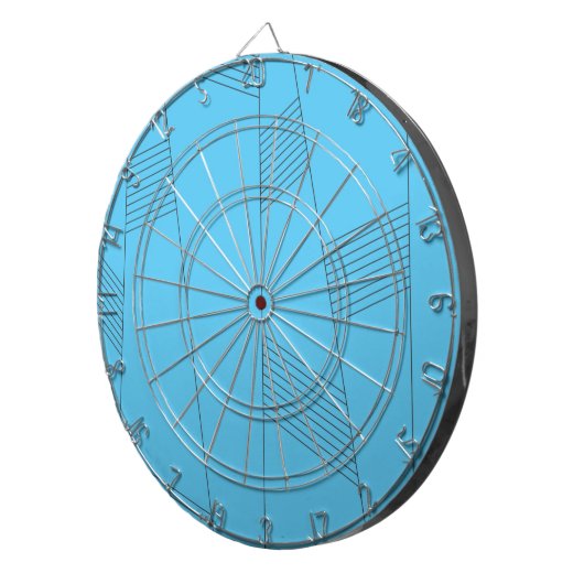 Blue, einfach, elegant, abstract line pattern dartscheibe (Vorderseite rechts)