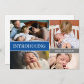 Blue Einführung 2. Baby Baby Custom Foto Collage Ankündigung (Vorne/Hinten)