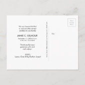 Blue Einführung Custom 2. Baby Foto Collage Ankündigungspostkarte (Rückseite)