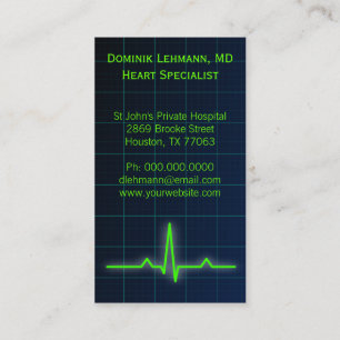 Blue EKG Herzfrequenzmonitor Business Cards Visitenkarte