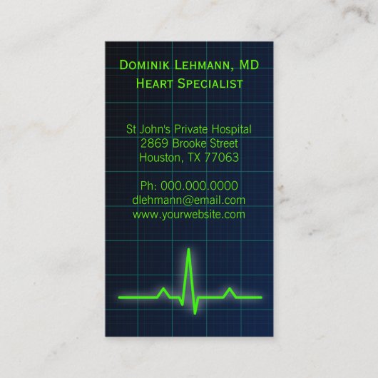 Blue EKG Herzfrequenzmonitor Business Cards Visitenkarte (Vorderseite)