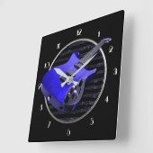 Blue Electric Gitarren Square Wall Clock Quadratische Wanduhr (Winkel)