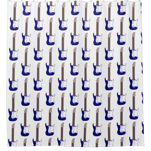 Blue Electric Guitar Design Duschvorhang (Vorderseite)