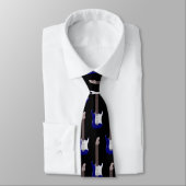 Blue Electric Guitar Design Neck Tie Krawatte (Gebunden)