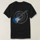 Blue Electric Guitar Spiraling Musical Notes  T-Shirt (Design vorne)