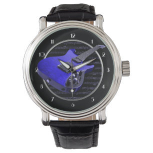 Blue Electric Guitar Wrist Watch Armbanduhr