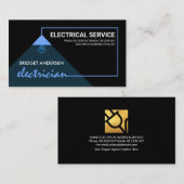 Blue Electrical Power Cable Electrician Service Visitenkarte (Vorne/Hinten)