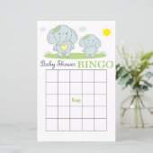 Blue Elefant Baby Dusche Bingokarte (Stehend Vorderseite)