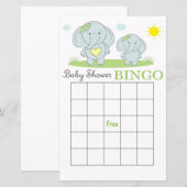 Blue Elefant Baby Dusche Bingokarte (Vorne/Hinten)