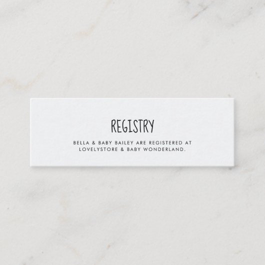 Blue Elefant Baby Dusche Registrierungskarte Mini Visitenkarte (Vorderseite)