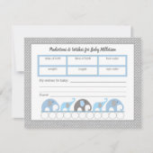 Blue Elefant Baby Shower Predictions Spiel Einladung (Vorderseite)