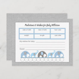 Blue Elefant Baby Shower Predictions Spiel Einladung