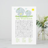 Blue Elefant Baby Shower Word Search Game (Stehend Vorderseite)