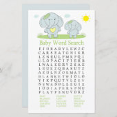 Blue Elefant Baby Shower Word Search Game (Vorne/Hinten)