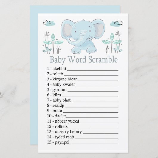 Blue Elefant Baby Wortspiel (Vorne/Hinten)