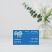 Blue Elefant Cartoon Visitenkarte (Stehend Vorderseite)