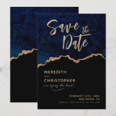 Blue Elegance Agate Wedding Save the Date (Vorne/Hinten)