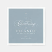 Blue Elegance Cross Script Calligraphy Christening Serviette (Vorderseite)
