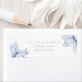 Blue Elegance Floral Wedding Rücksendeadresse (Insitu)