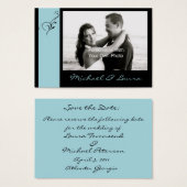 Blue Elegance Mini Save the Date Card (Vorne & Hinten)
