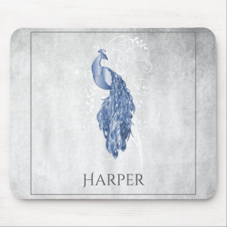 Blue Elegance Peacock Personalisiert Mouse Pad Mousepad