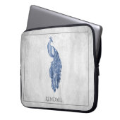 Blue Elegance Peacock Personalisierter Laptop-Sieb Laptopschutzhülle (Vorderseite Links)