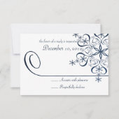Blue Elegance Response Card Snowflake RSVP Karte (Vorderseite)