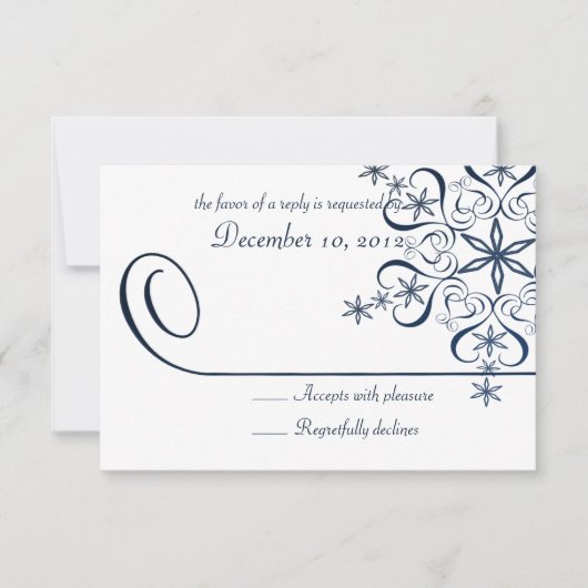 Blue Elegance Response Card Snowflake RSVP Karte (Vorderseite)