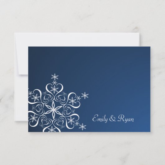 Blue Elegance Response Card Snowflake RSVP Karte (Rückseite)