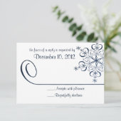 Blue Elegance Response Card Snowflake RSVP Karte (Stehend Vorderseite)