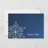 Blue Elegance Response Card Snowflake RSVP Karte (Rückseite)