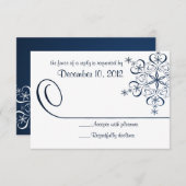 Blue Elegance Response Card Snowflake RSVP Karte (Vorne/Hinten)
