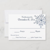 Blue Elegance Response Card Snowflake RSVP Karte (Vorderseite)