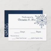 Blue Elegance Response Card Snowflake RSVP Karte (Vorne/Hinten)