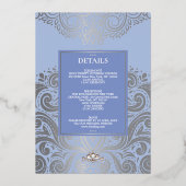 Blue Elegant Artdeco Diamond Monogram Wedding Folieneinladung (Rückseite)
