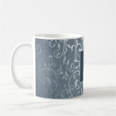 Blue Elegant Blüh Monogram Tasse (Links)