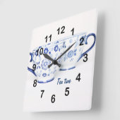 Blue Elegant classic tea cup Quadratische Wanduhr (Winkel)