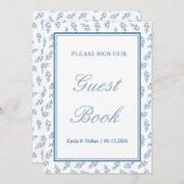 Blue Elegant Classic Wedding Guest Book Sign (Vorne/Hinten)